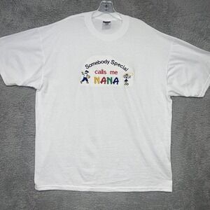Jerzees Somebody Special Calls Me Nana T Shirt Adult Sz XL White Embroidered Tee
